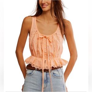 Free People Alana Lace Tank Top, Size‎ XSMALL
